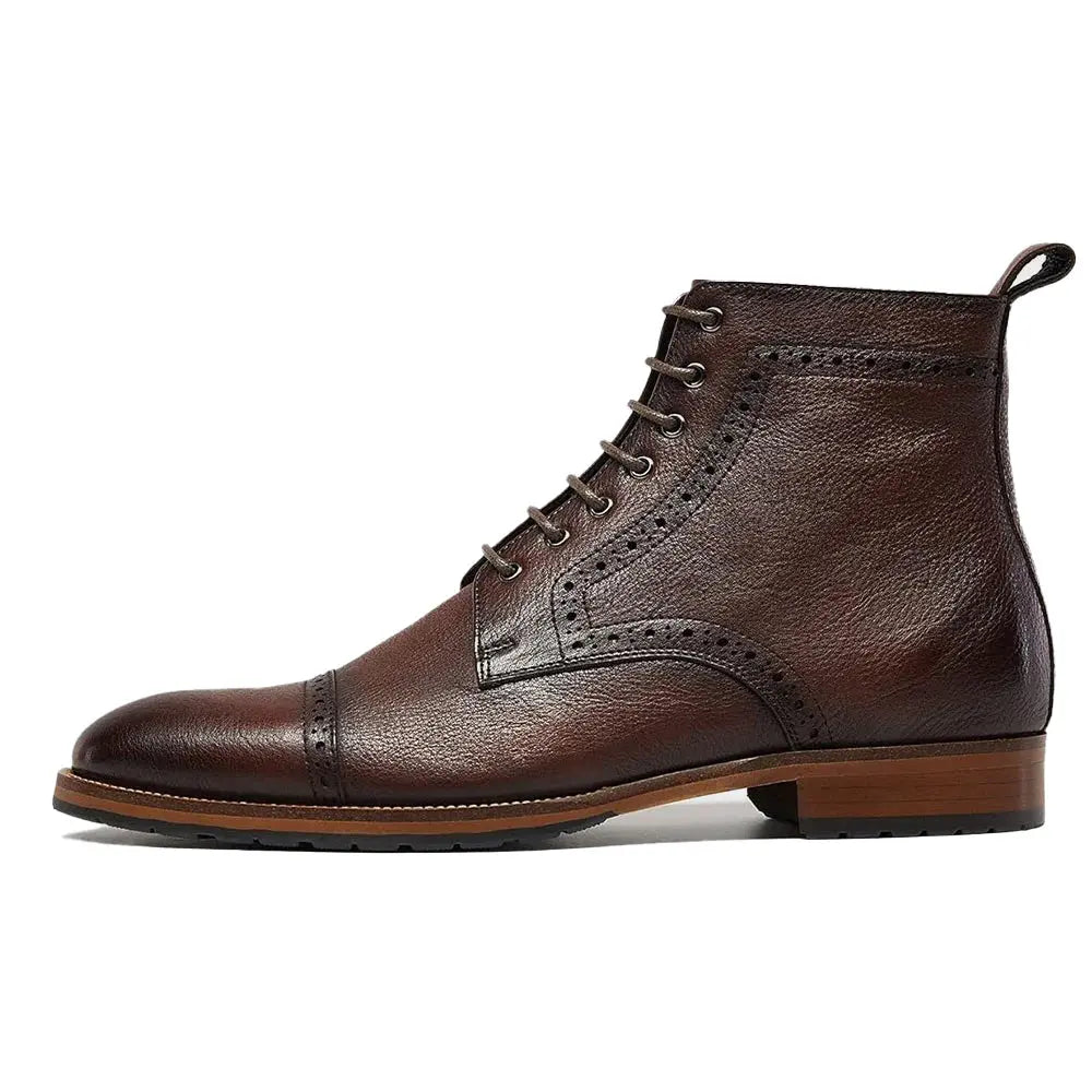Gifennse Mens motorcycle boots genuine leather combat casual Dress work boots for men
