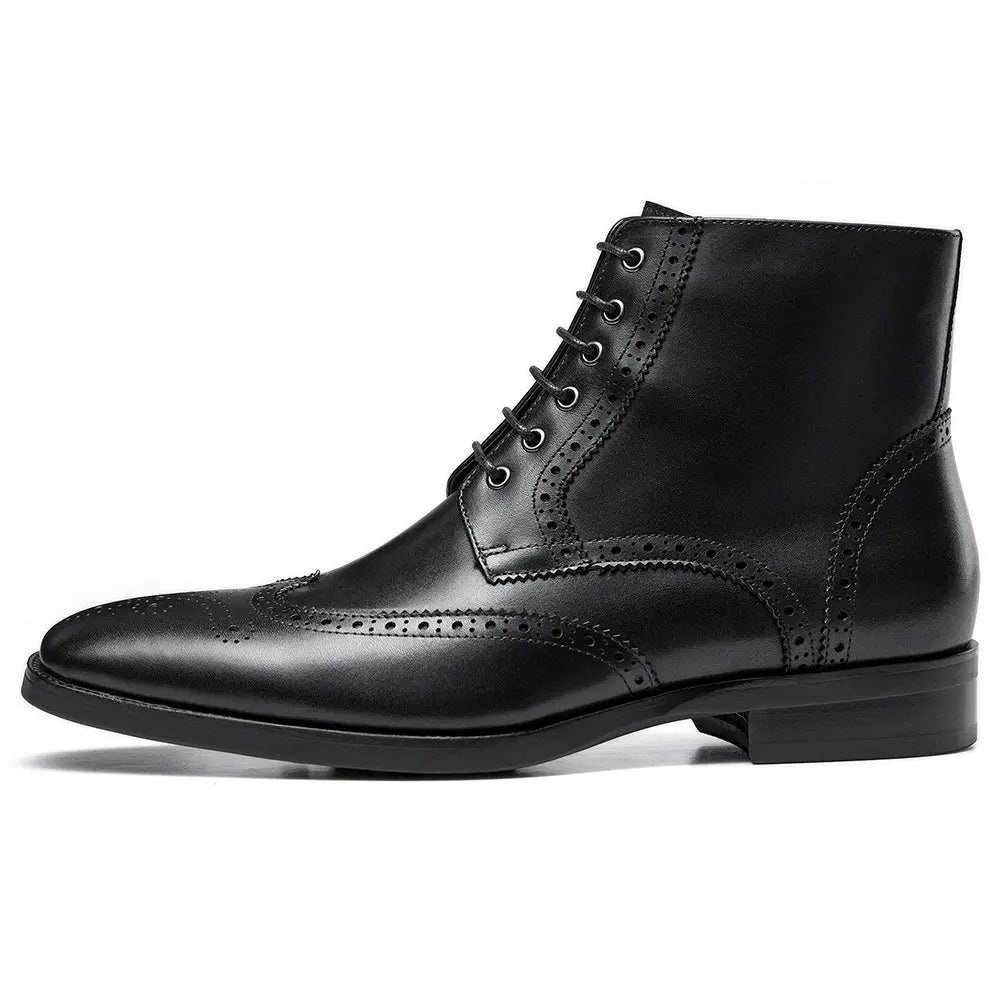 Gifennse Men's Black Leather Dress Boots