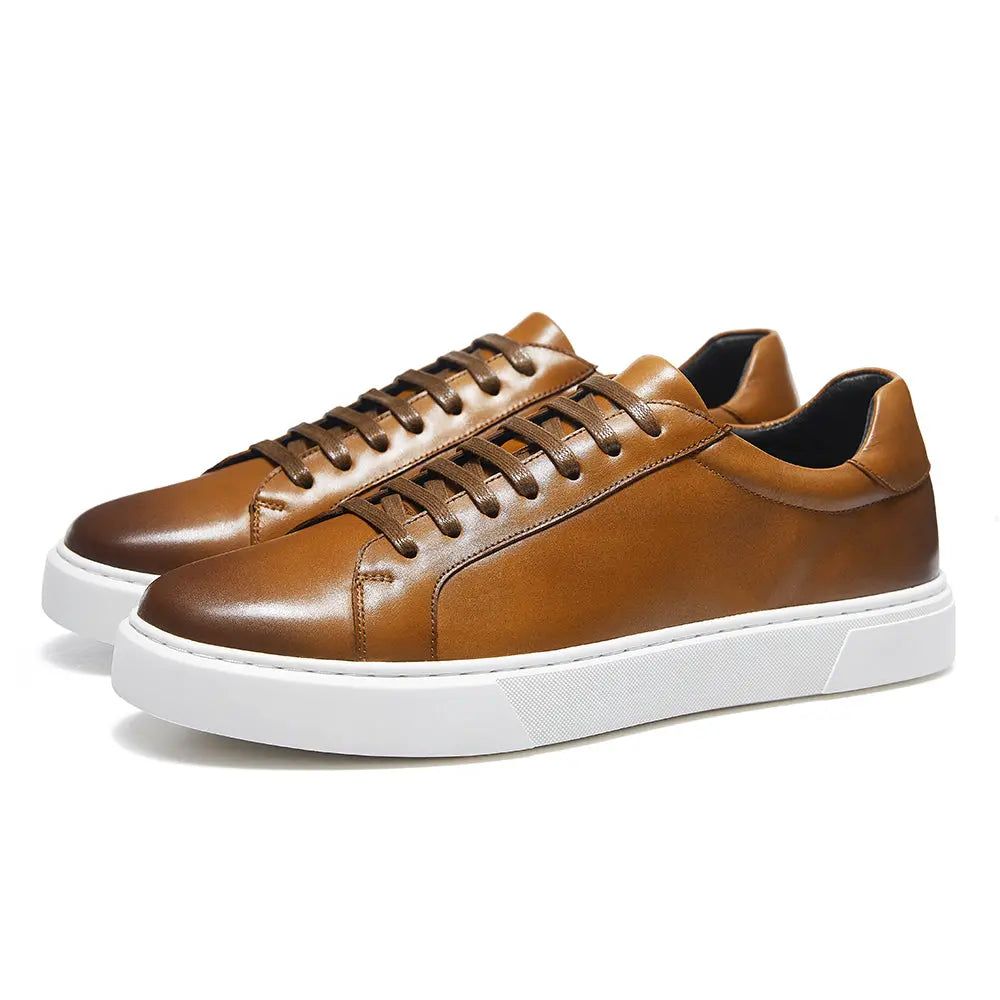 Gifennse Mens Lace-Up Business Casual Platform Sneakers