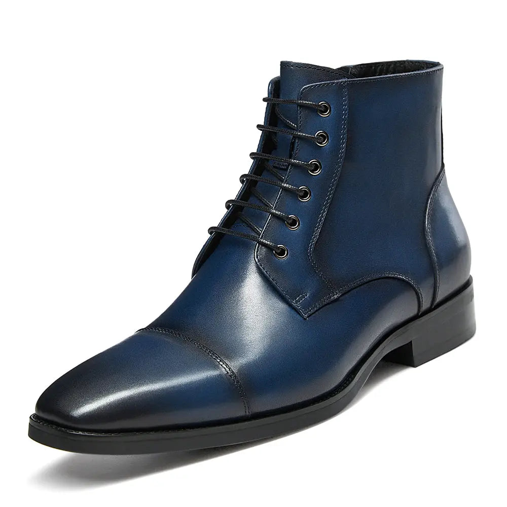 Gifennse Chelsea Casual Combat Men's Black Leather Dress Boots