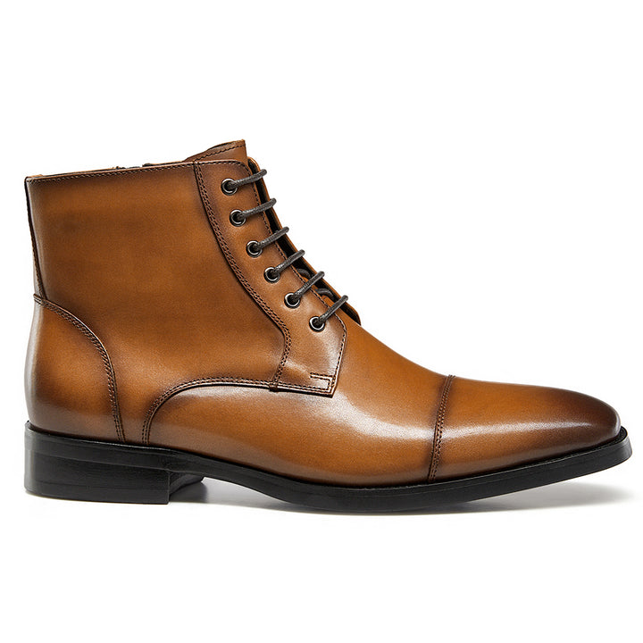Gifennse Chelsea Casual Combat Men's Black Leather Dress Boots