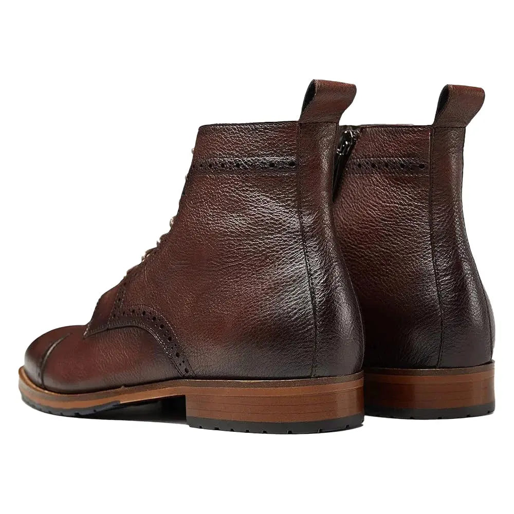 Gifennse Mens motorcycle boots genuine leather combat casual Dress work boots for men