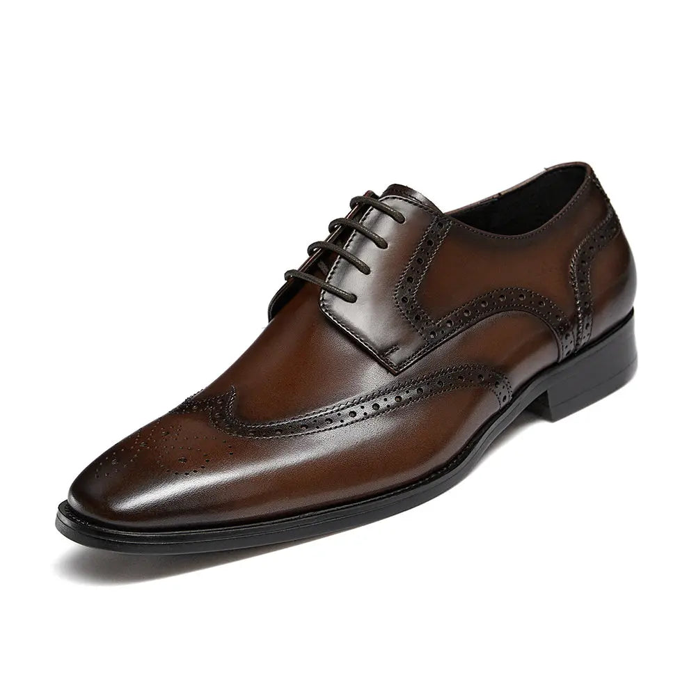 Gifennse Men's Dark Brown Oxford Dress Shoes