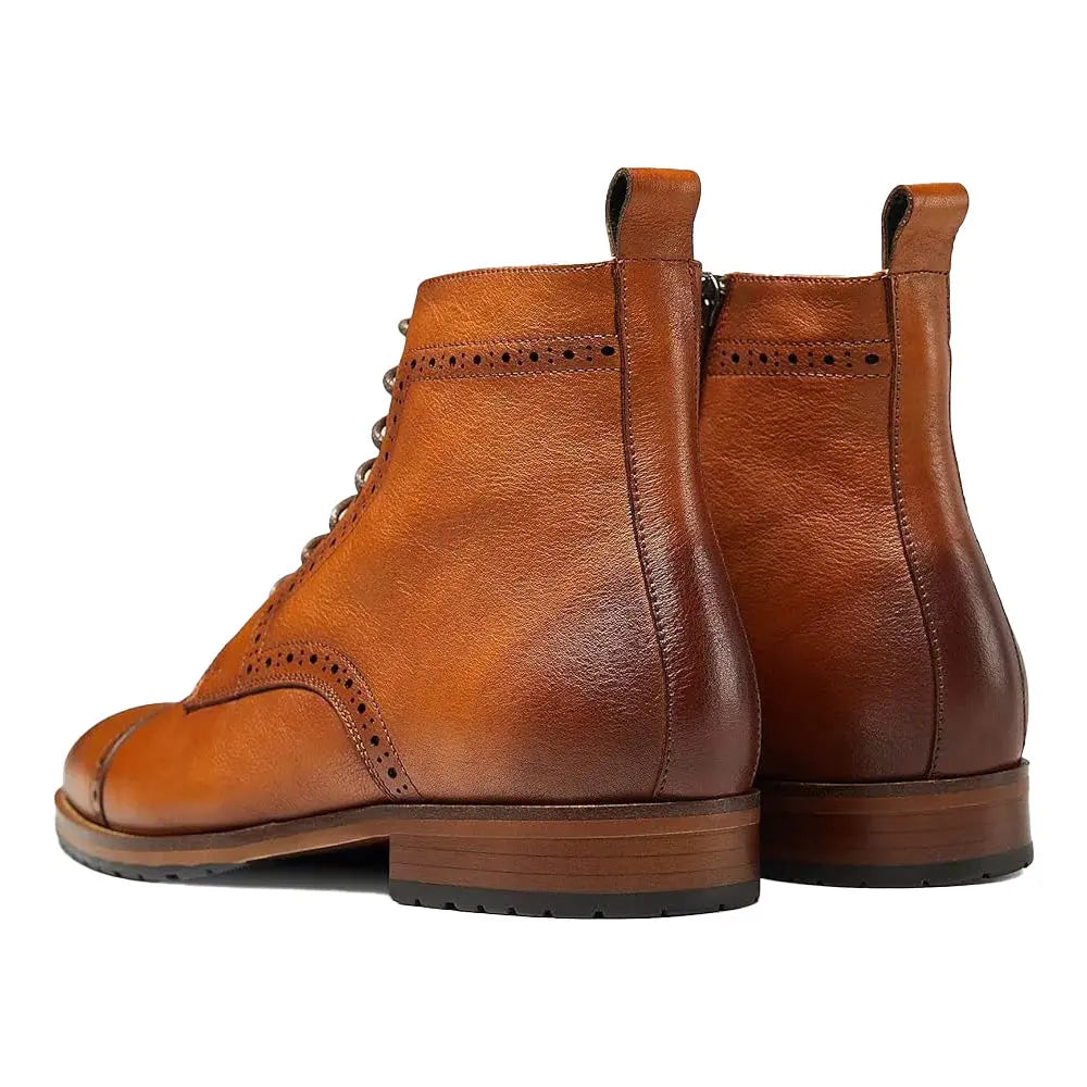 Gifennse Mens motorcycle boots genuine leather combat casual Dress work boots for men