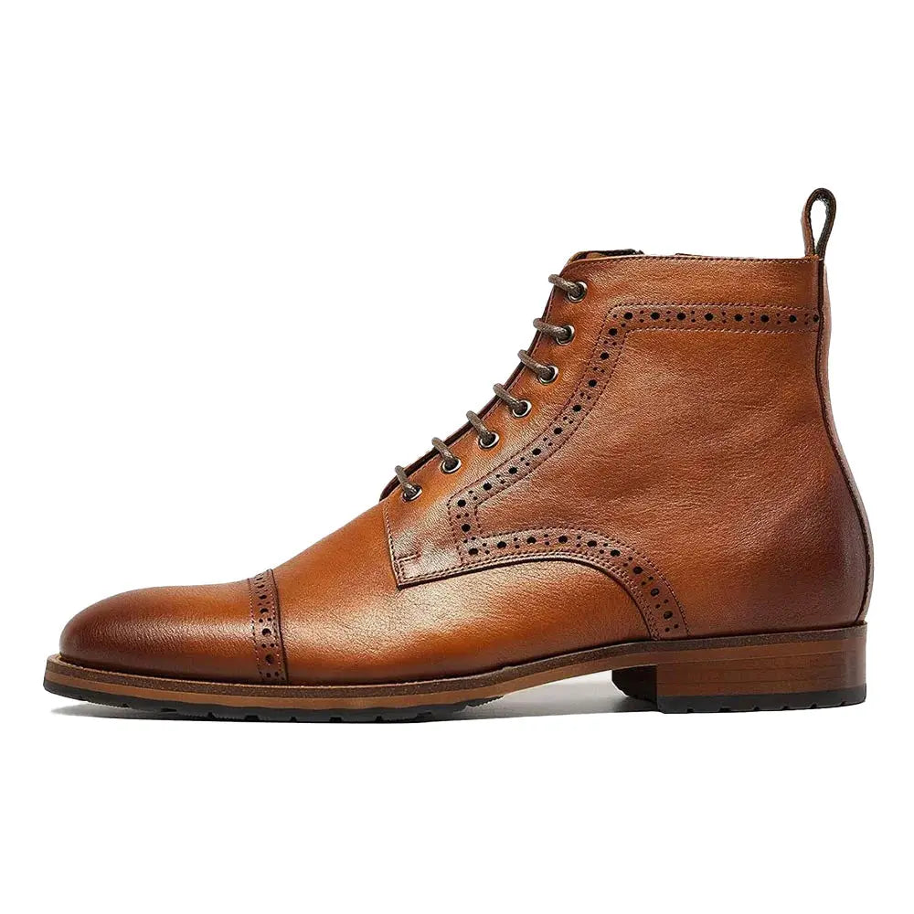 Gifennse Mens motorcycle boots genuine leather combat casual Dress work boots for men