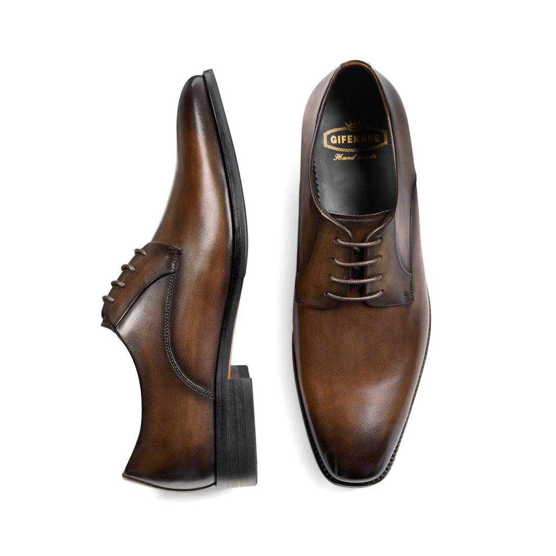 Men's Handmade Leather Modern Classic Lace up Leather Lined Perforated Dress Oxfords Shoes