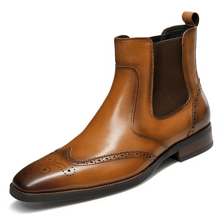 Gifennse Mens chelsea Leather Formal Dress Boots