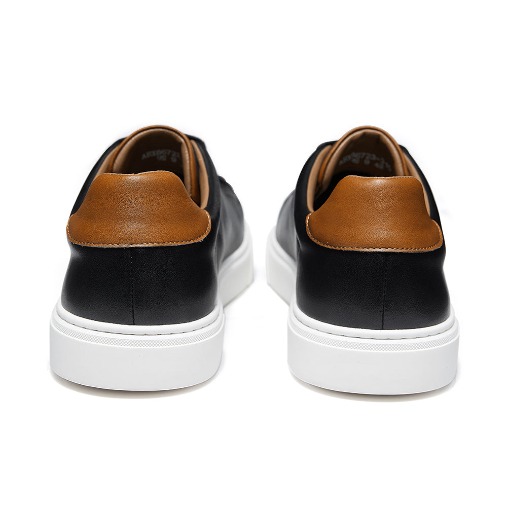 Gifennse Mens Leather Business Casual White Platform Sneakers