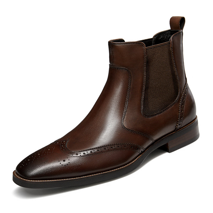 Gifennse Mens chelsea Leather Formal Dress Boots