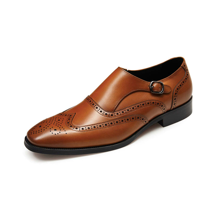 Gifennse Men ’s Monk Strap Wingtip Slip-On Penny Loafer