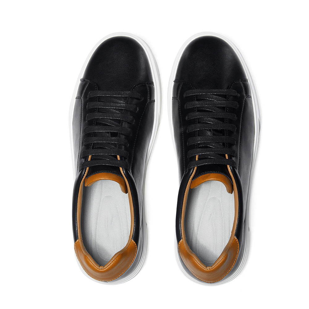 Gifennse Mens Leather Business Casual White Platform Sneakers
