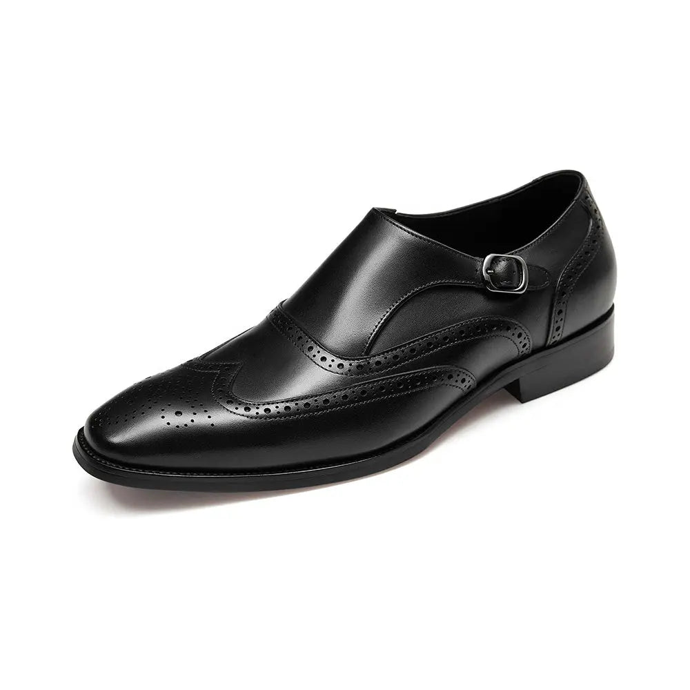 Gifennse Men ’s Monk Strap Wingtip Slip-On Penny Loafer