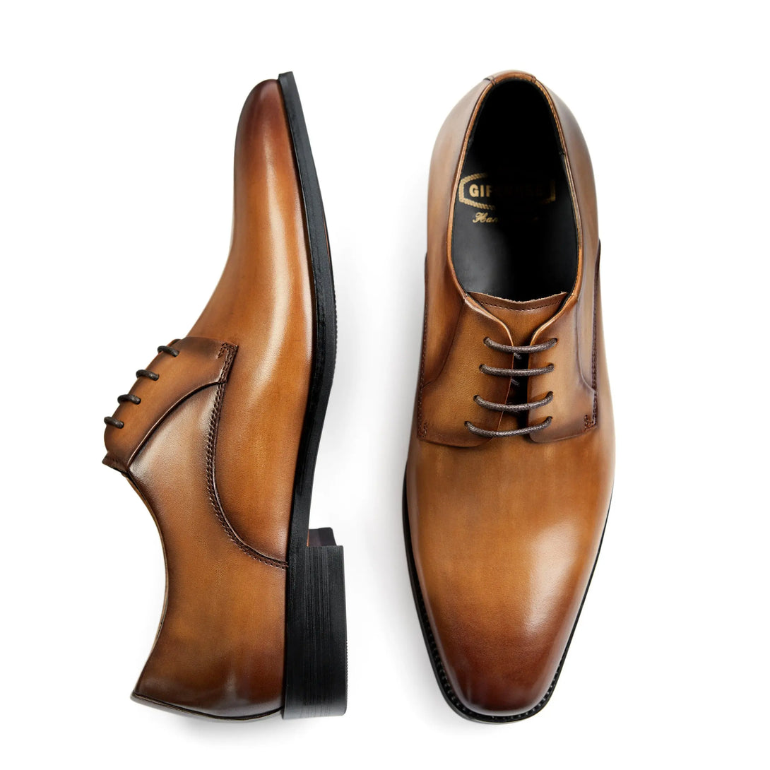 Men's Handmade Leather Modern Classic Lace up Leather Lined Perforated Dress Oxfords Shoes