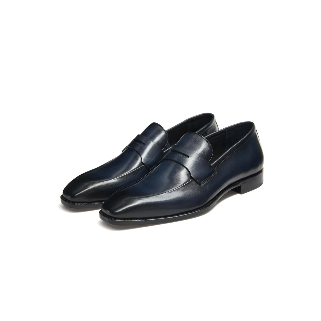 Hetschke Wide Toe Leather Penny Loafer Goodyear Shoes