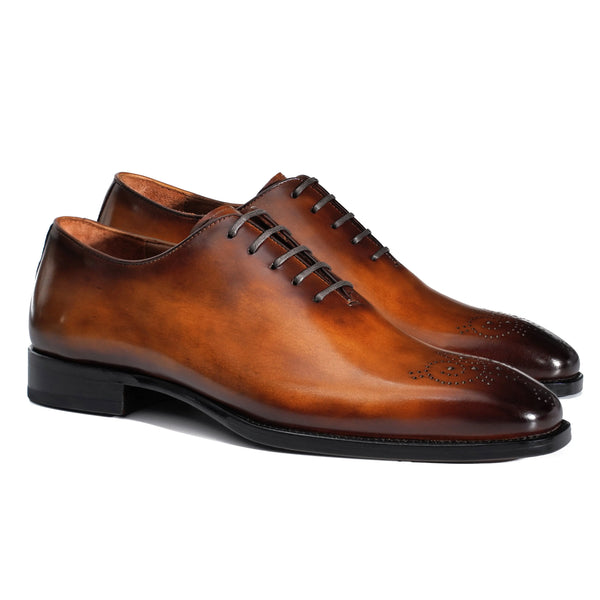 Elegant Hand Painted Whole Cut Brogue Oxford Shoes – GIFENNSE