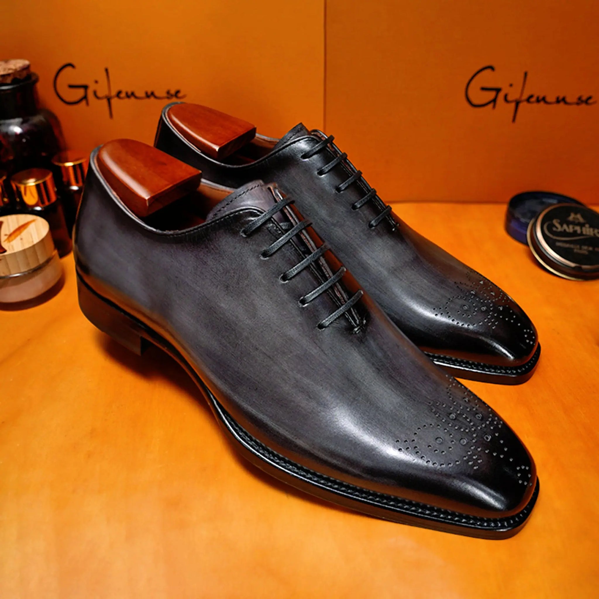 Hand Painted Whole Cut Brogue Oxford Gifennse