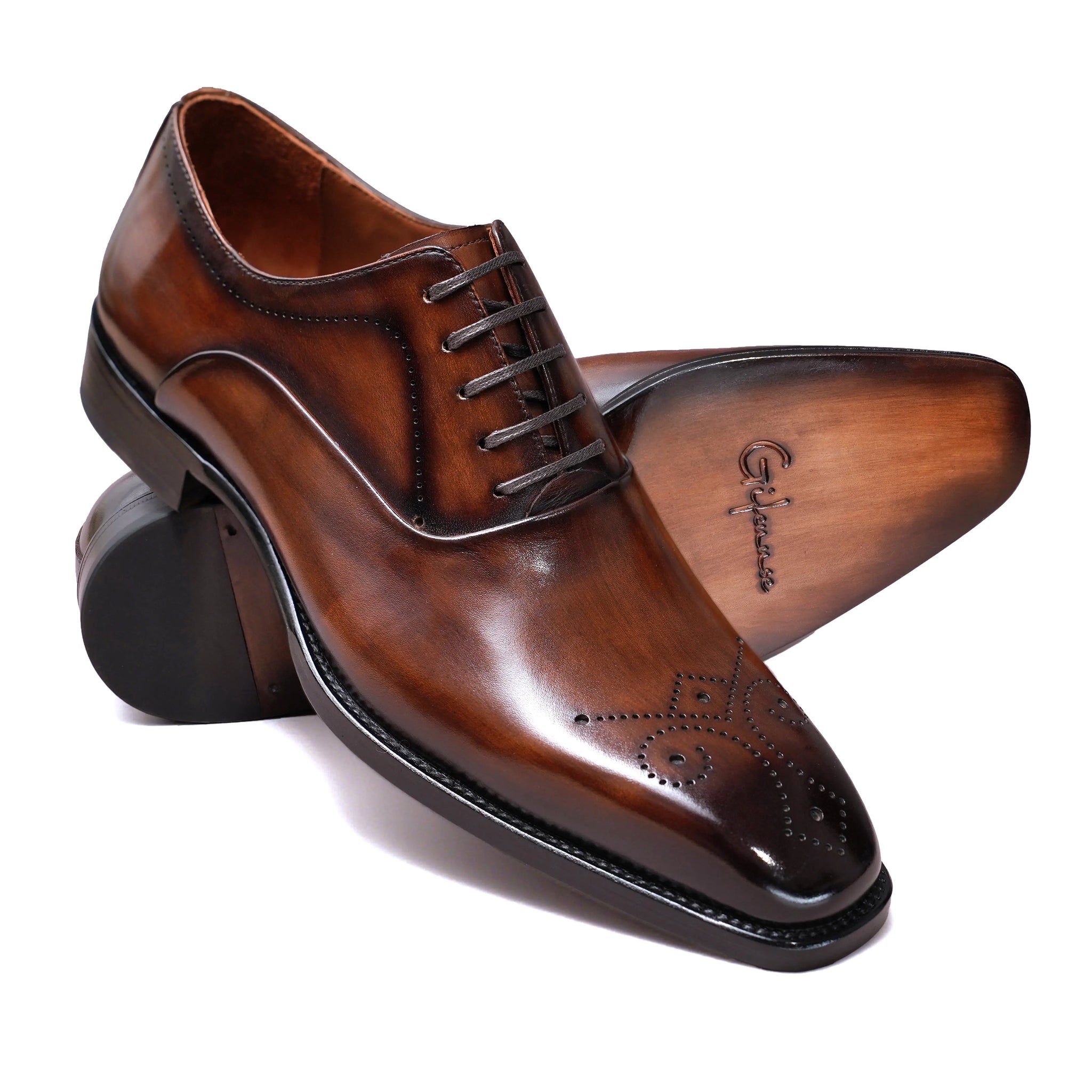 Hand-Dyed Engraved Captoe Oxfords Gifennse