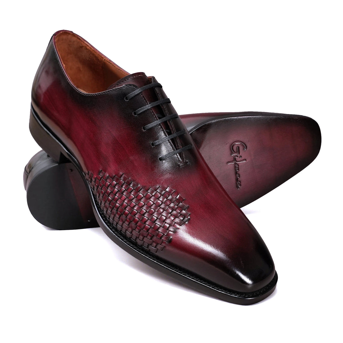 Elegant Hand Painted Whole Cut Brogue Oxford Shoes GIFENNSE Elegant Hand Painted Whole Cut Brogue Oxford Shoes GIFENNSE