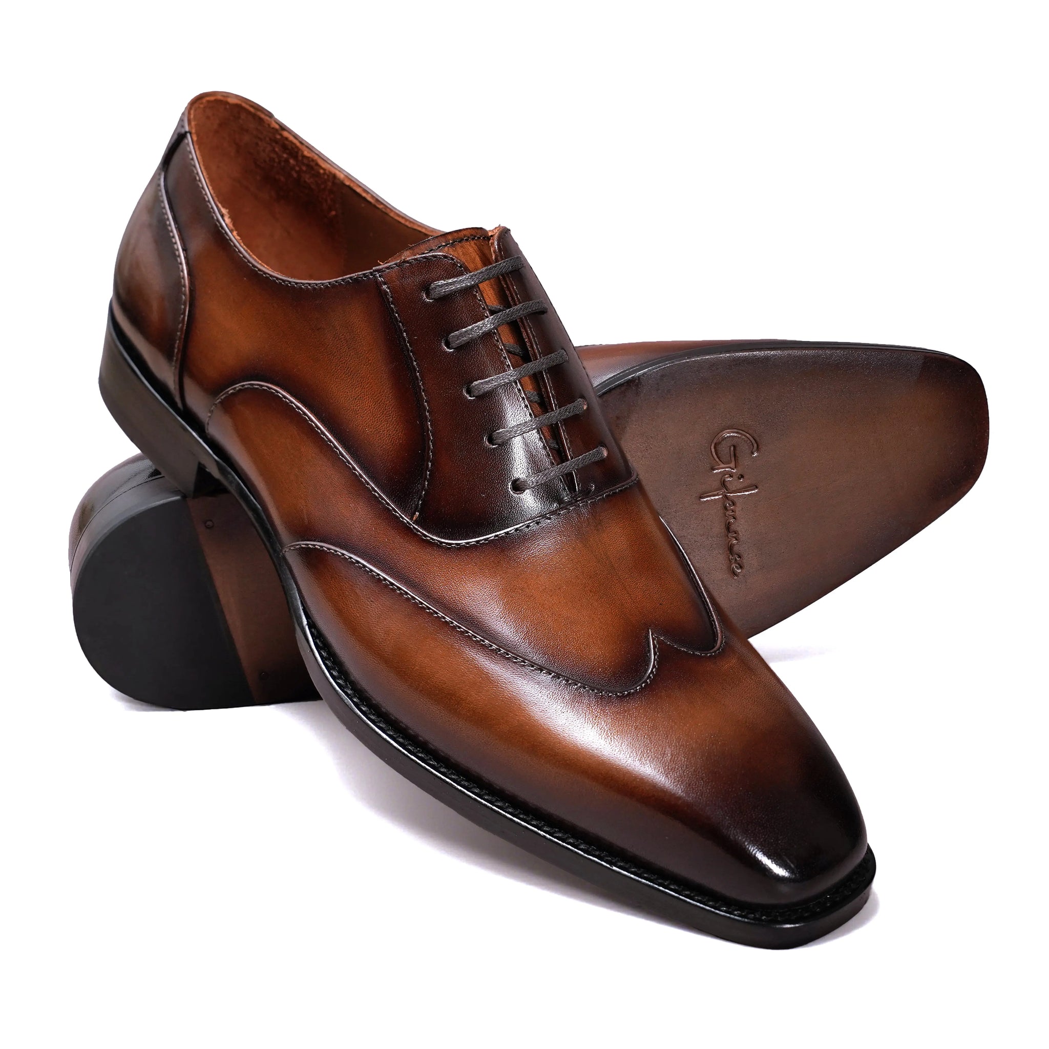 Hand-Dyed Wingtip Oxfords Gifennse