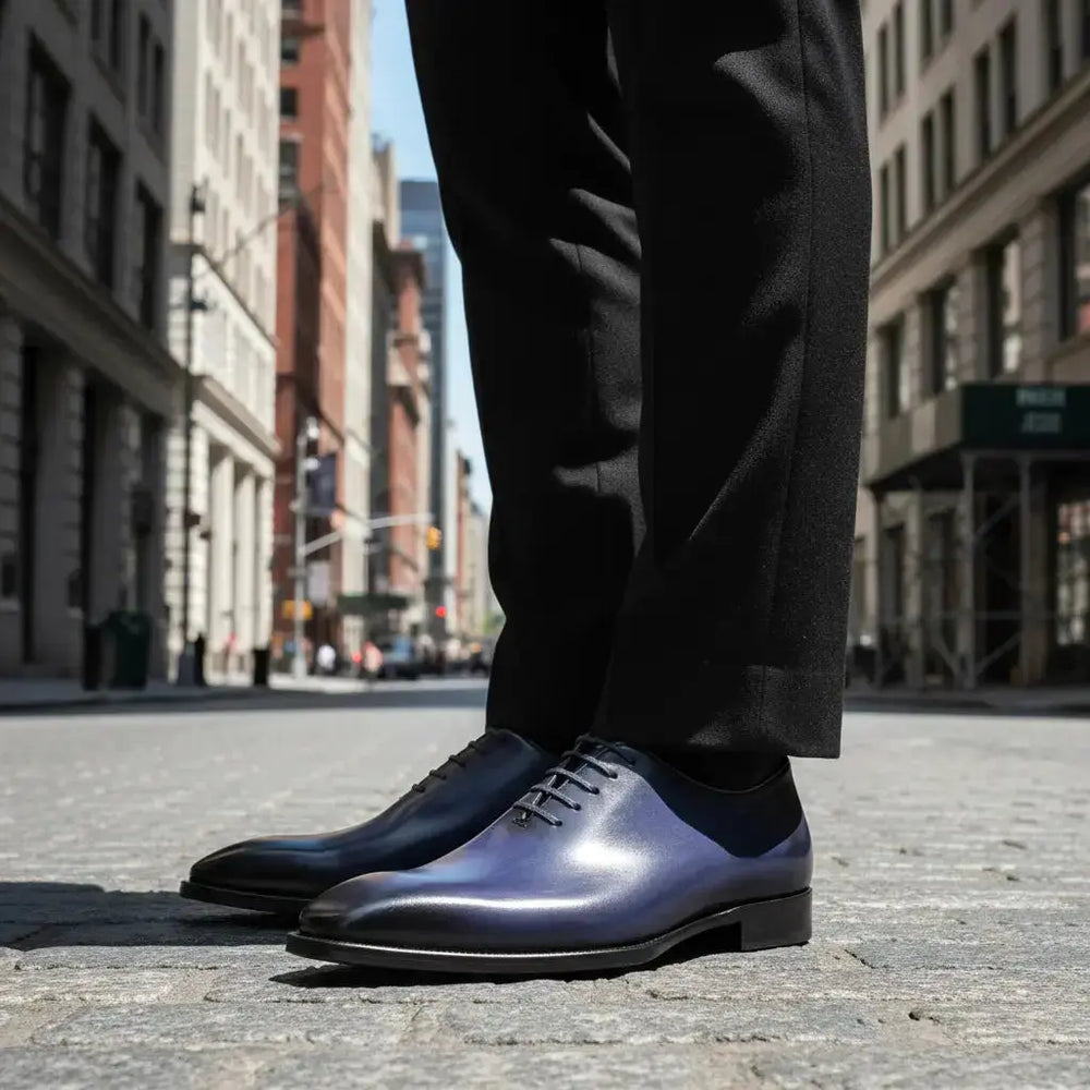 Chaussures Oxford Homme Shoepassion En Cuir Veau Bleu - Taille 44, Cousu Sur Cadre, Occasion Très Bon état