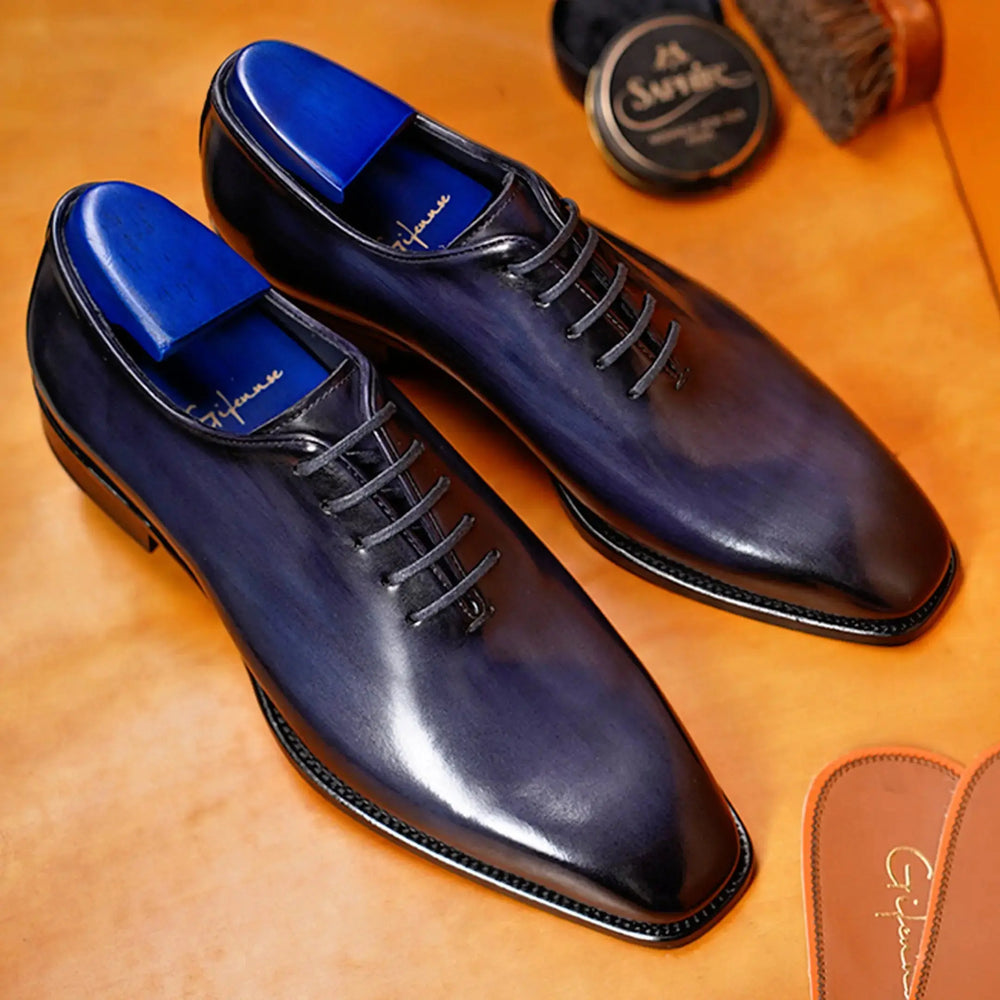 Elegant Hand Painted Whole Cut Oxford Shoes – GIFENNSE display picture 1