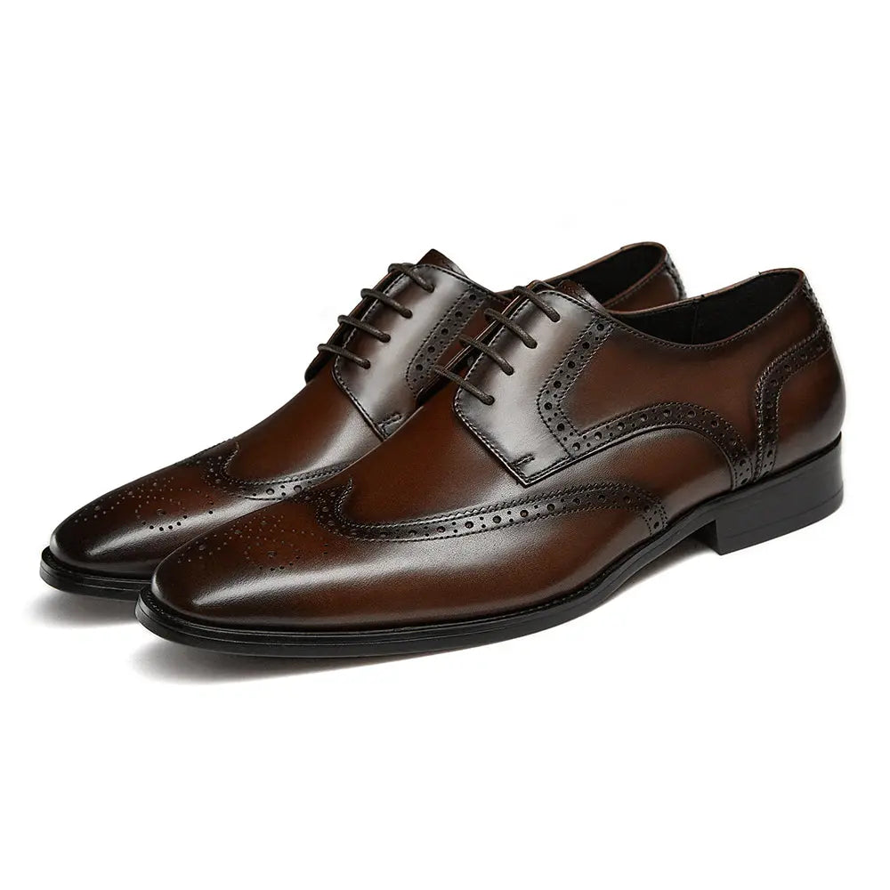 Gifennse Men's Dark Brown Oxford Dress Shoes