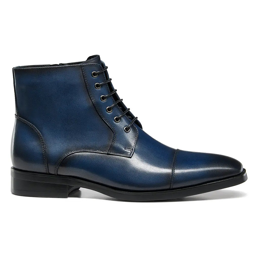 Gifennse Chelsea Casual Combat Men's Black Leather Dress Boots
