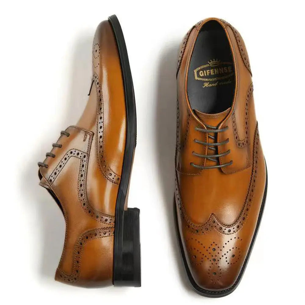 Gifennse Men's Brown Oxford Dress Shoes