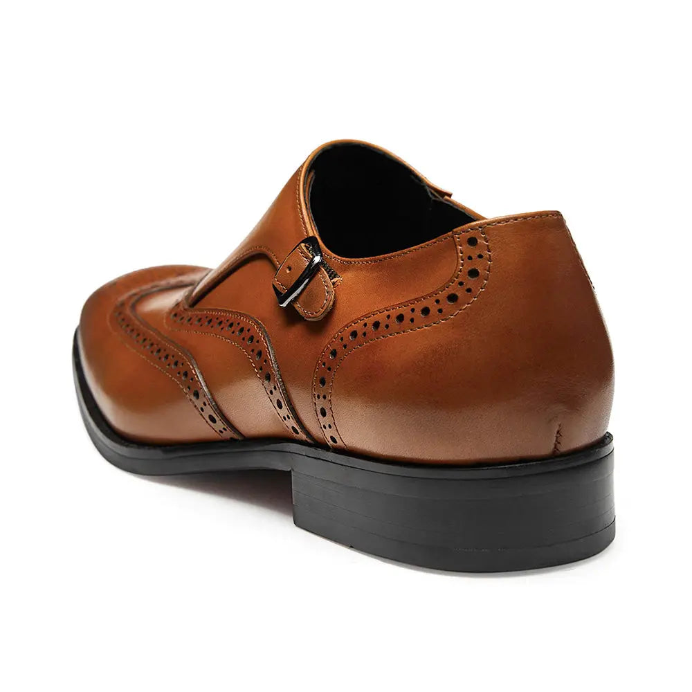 Gifennse Men ’s Monk Strap Wingtip Slip-On Penny Loafer