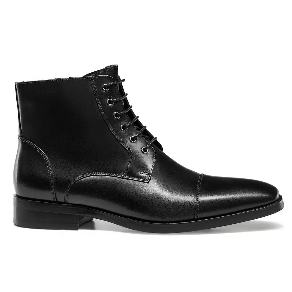 Gifennse Chelsea Casual Combat Men's Black Leather Dress Boots