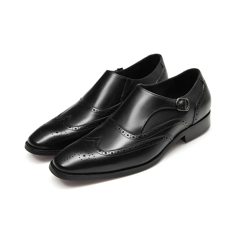 Gifennse Men ’s Monk Strap Wingtip Slip-On Penny Loafer