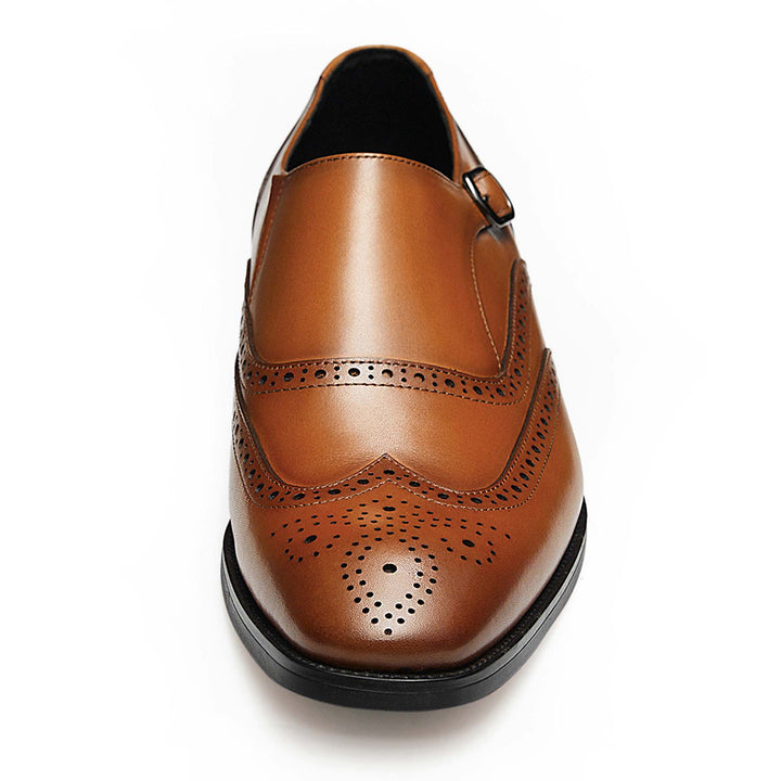 Gifennse Men ’s Monk Strap Wingtip Slip-On Penny Loafer