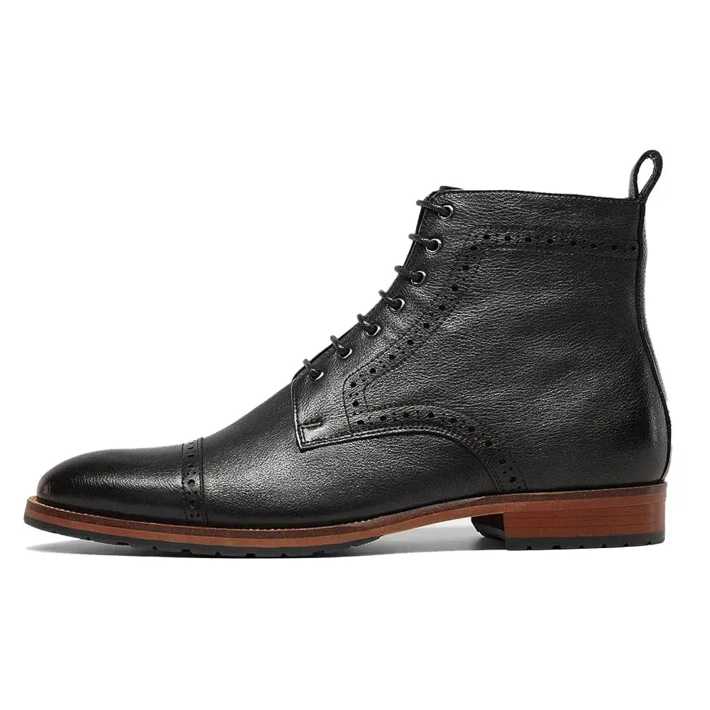 Gifennse Mens motorcycle boots genuine leather combat casual Dress work boots for men