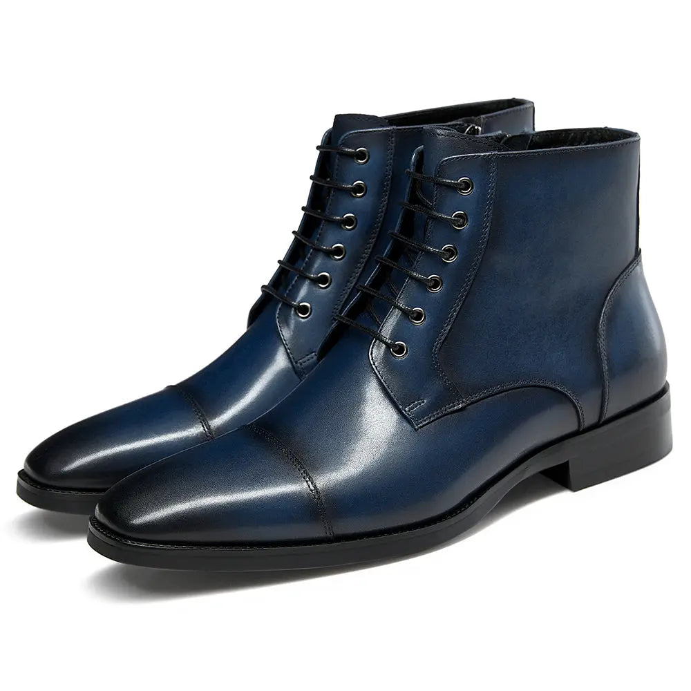 Gifennse Chelsea Casual Combat Men's Black Leather Dress Boots