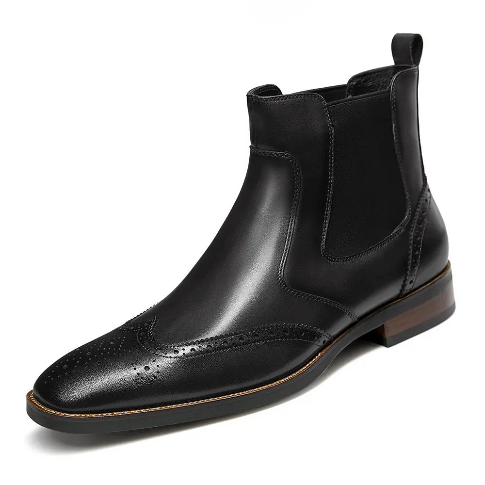 Gifennse Mens chelsea Leather Formal Dress Boots