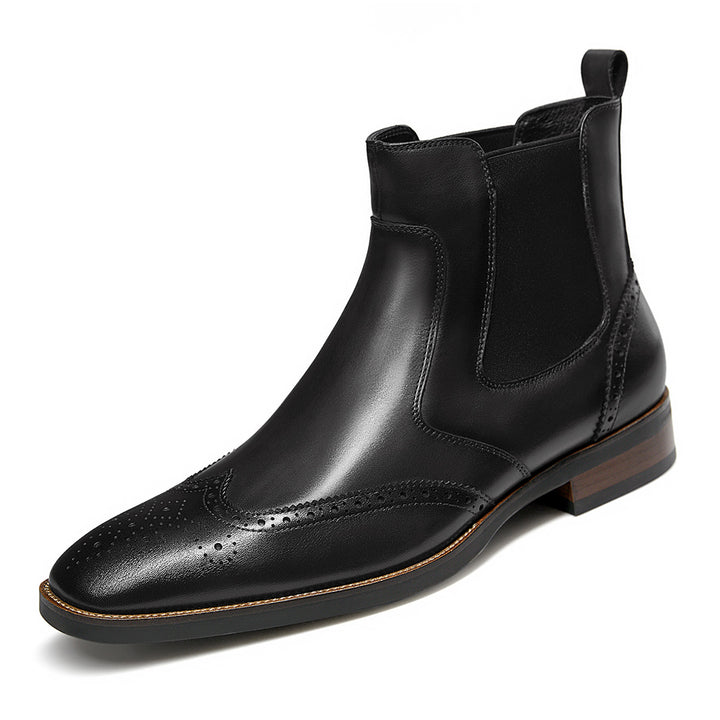 Gifennse Mens chelsea Leather Formal Dress Boots