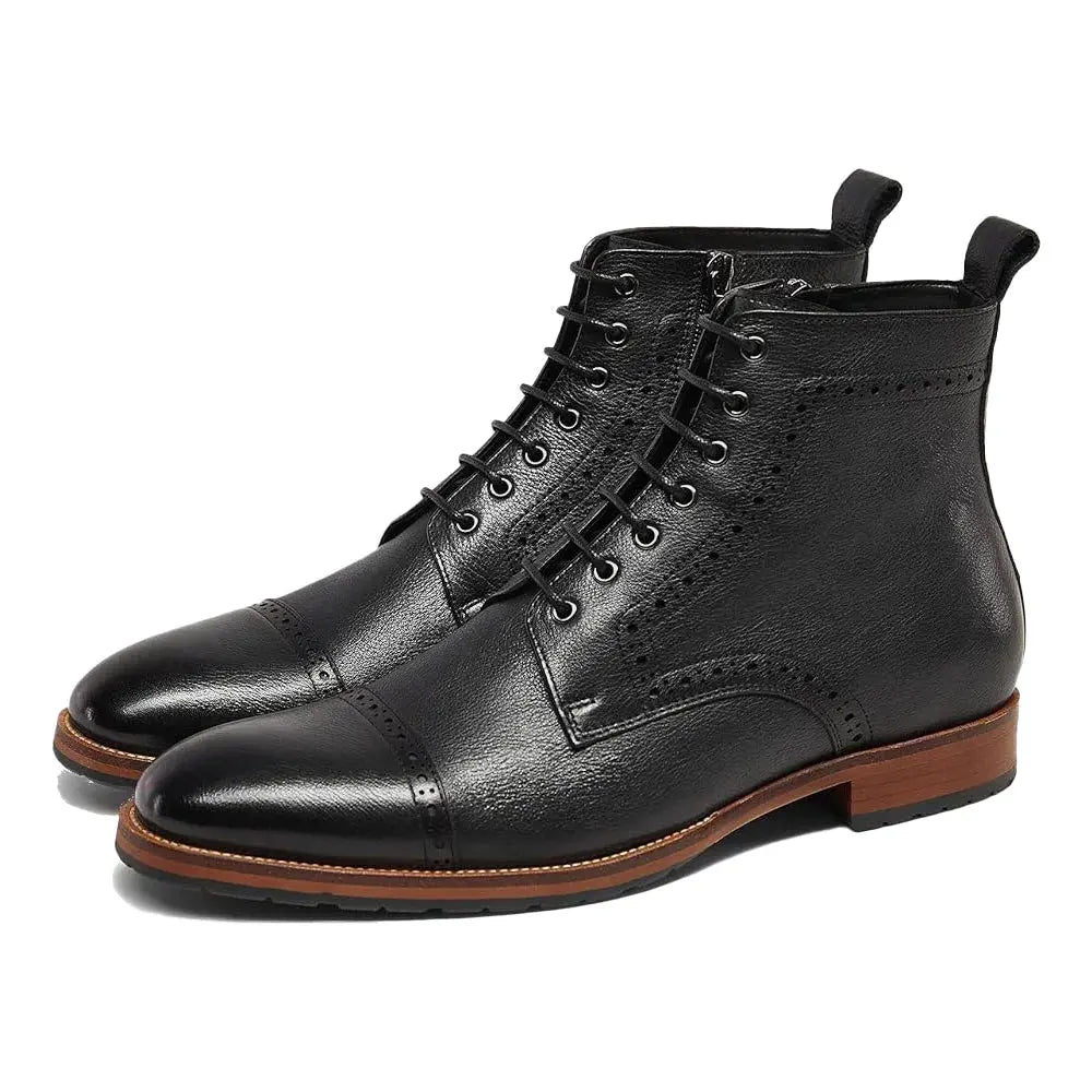 Gifennse Mens motorcycle boots genuine leather combat casual Dress work boots for men