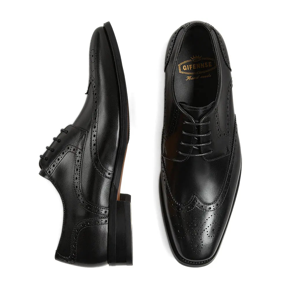 Gifennse Men's Dark Brown Oxford Dress Shoes